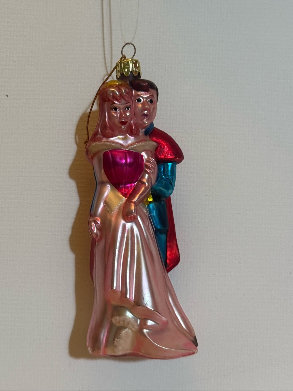 Santa's Best European Style Glass Ornament, Disney Sleeping Beauty & Prince